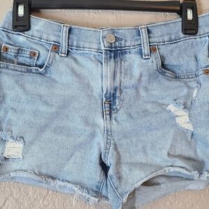 GAP Blue Jean Shorts Distressed Mid-Thigh